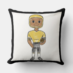 vintage retro football player black yellow simple  cushion