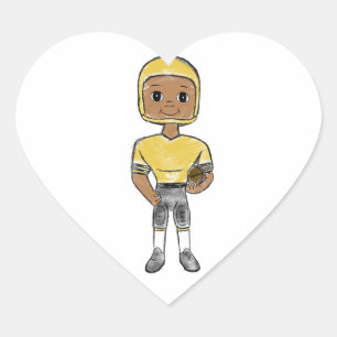 vintage retro football player black yellow simple  heart sticker