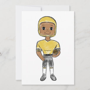 vintage retro football player black yellow simple holiday card