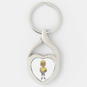vintage retro football player black yellow simple  key ring