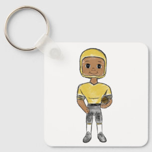 vintage retro football player black yellow simple key ring