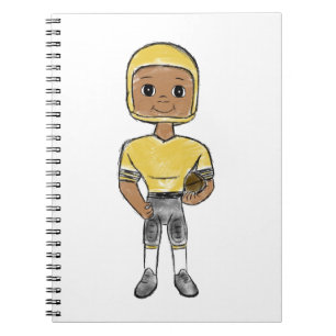 vintage retro football player black yellow simple notebook