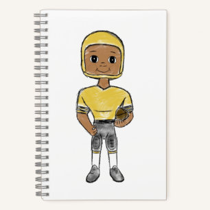 vintage retro football player black yellow simple notebook