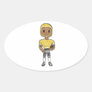 vintage retro football player black yellow simple  oval sticker