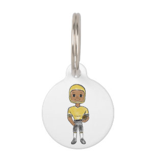 vintage retro football player black yellow simple pet tag