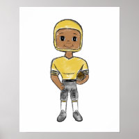 vintage retro football player black yellow simple