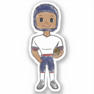 vintage retro football player blue red whit simple