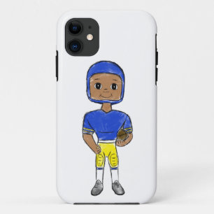 vintage retro football player blue yellow simple iPhone 11 case