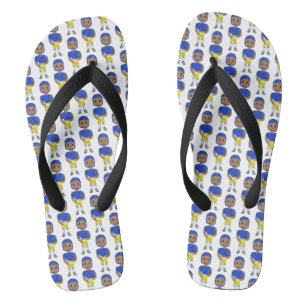 vintage retro football player blue yellow simple   flip flops