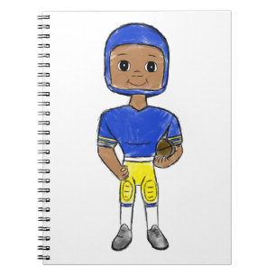 vintage retro football player blue yellow simple notebook