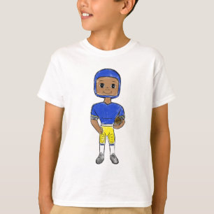 vintage retro football player blue yellow simple T-Shirt