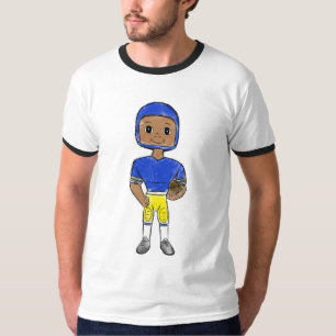 vintage retro football player blue yellow simple T-Shirt