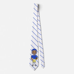 vintage retro football player blue yellow simple tie