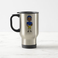 vintage retro football player blue yellow simple
