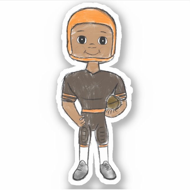 vintage retro football player brown orange simple (Front)