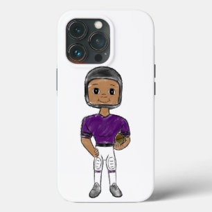 vintage retro football player purple black simple iPhone 13 pro case