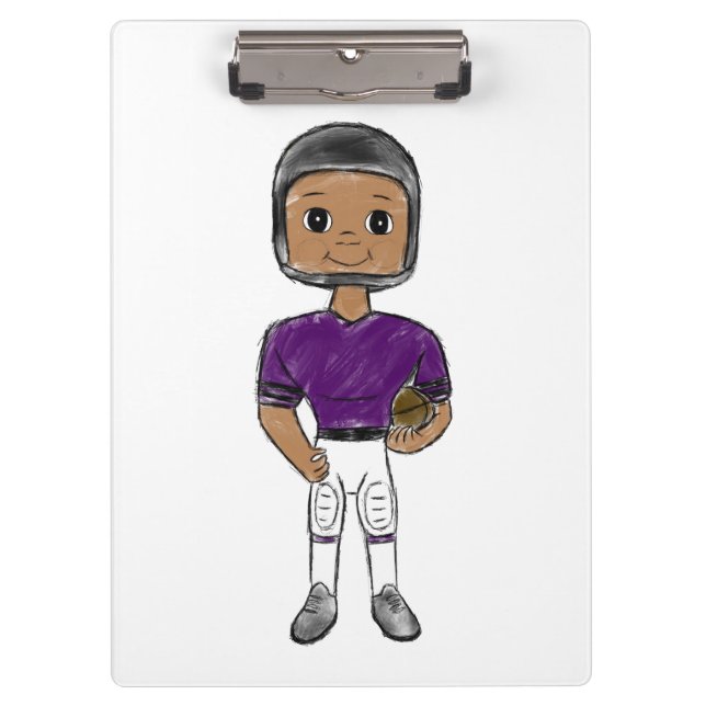 vintage retro football player purple black  simple clipboard (Front)