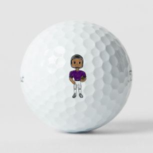 vintage retro football player purple black simple golf balls