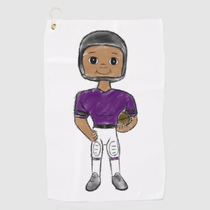 vintage retro football player purple black  simple golf towel