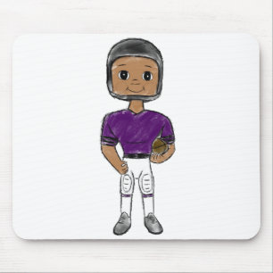 vintage retro football player purple black simple mouse mat