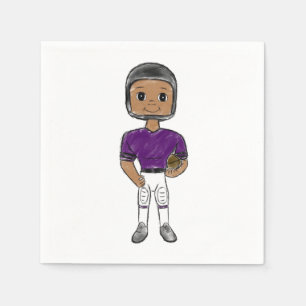 vintage retro football player purple black simple napkin
