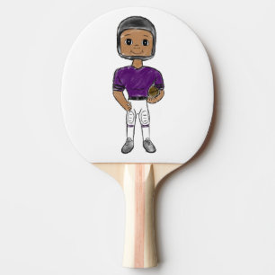 vintage retro football player purple black  simple ping pong paddle