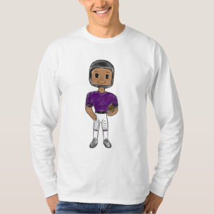 vintage retro football player purple black simple T-Shirt