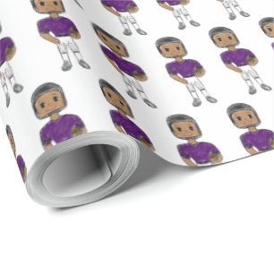vintage retro football player purple black  simple wrapping paper