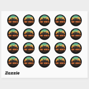 Vintage Retro Fort Worth City Texas Dallas 80s Classic Round Sticker