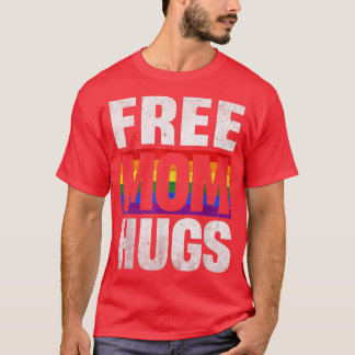 Vintage Retro Free Mom Hugs Rainbow LGBT Pride Gay T-Shirt