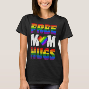 Vintage Retro Free Mum Hugs Rainbow Lgbtq Lgbt Pri T-Shirt