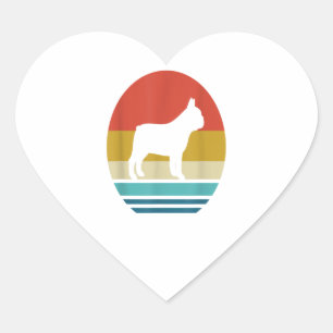 Vintage Retro French Bulldog Dog Gift Heart Sticker