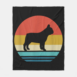 Vintage Retro French Bulldog Gift Mum Dog Lover Fleece Blanket