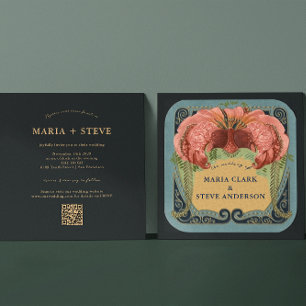 Vintage Retro French Floral Art Nouveau Wedding Invitation