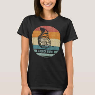 Vintage Retro French Horn Musician Silhouette Suns T-Shirt