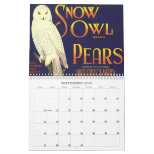 Vintage Retro Fruit Vegetables Crate Label Ads Calendar