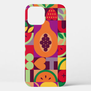Vintage retro fruit vintage seamless pattern. Abst iPhone 12 Case