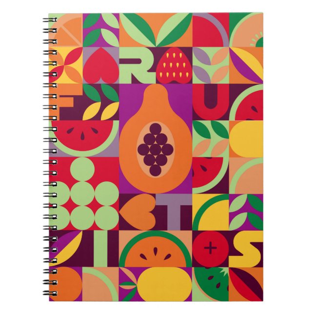 Vintage retro fruit vintage seamless pattern. Abst Notebook (Front)