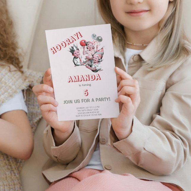 Vintage Retro Fun 50s Children Birthday Party Invitation (Creator Uploaded)