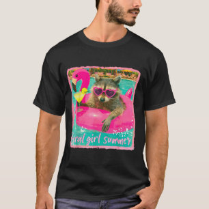 Vintage retro funny beach racoon girly feral girl T-Shirt