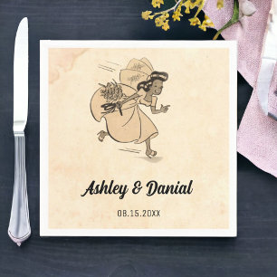 Vintage Retro Funny Bride Rustic Old Comic Wedding Napkin