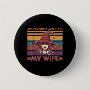 Vintage Retro Funny Halloween Favourite Witch is 6 Cm Round Badge
