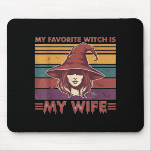 Vintage Retro Funny Halloween Favourite Witch is Mouse Mat