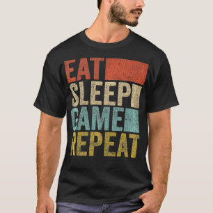 Vintage Retro Gamer Accessory Eat Sleep Game Pullo T-Shirt