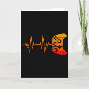 Vintage Retro Gamer Heartbeat Shirt Funny Video Ga Card