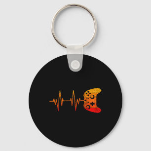 Vintage Retro Gamer Heartbeat Shirt Funny Video Ga Key Ring