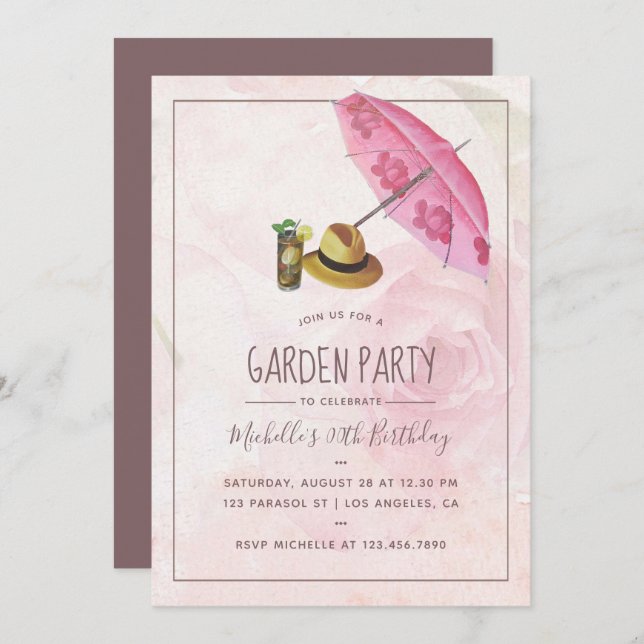 Vintage Retro Garden Party invitation (Front/Back)