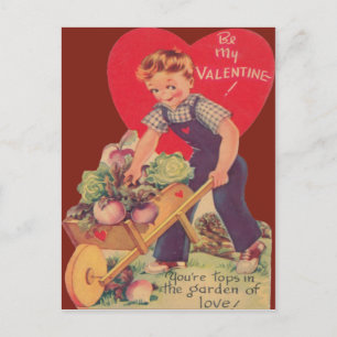 Vintage Retro Gardening Valentine Card