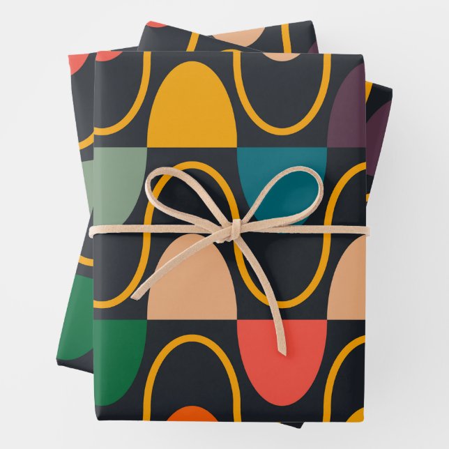 Vintage Retro Geometric Abstract Pattern  Wrapping Paper Sheet (In situ)