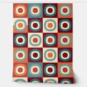 Vintage Retro Geometric Circles Pattern Wallpaper